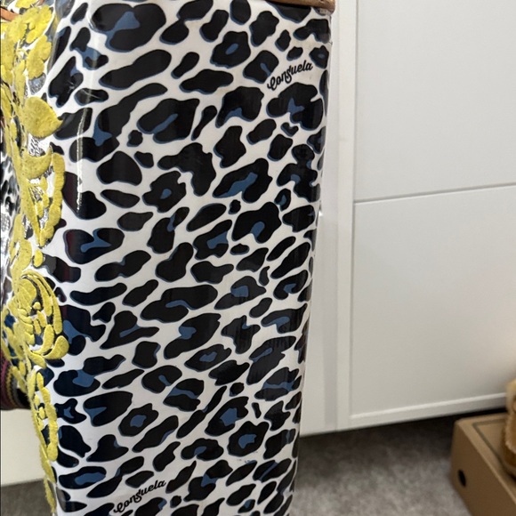 Consuela Leopard Print Tote with Yellow Floral Embroidery - Picture 5 of 10